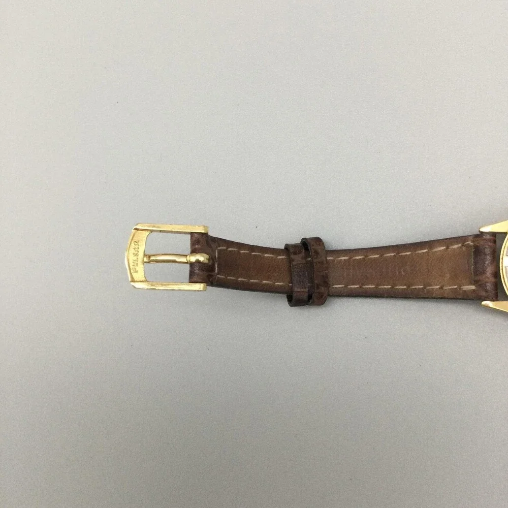 Vintage Pulsar Womens Watch 23mm Gold Tone Leather Date V827-0380 New Battery